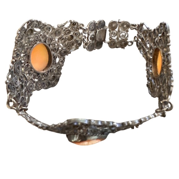 Antique 800 Silver Filigree Hand Carved Cameo Bracelet‎ - Picture 16 of 16